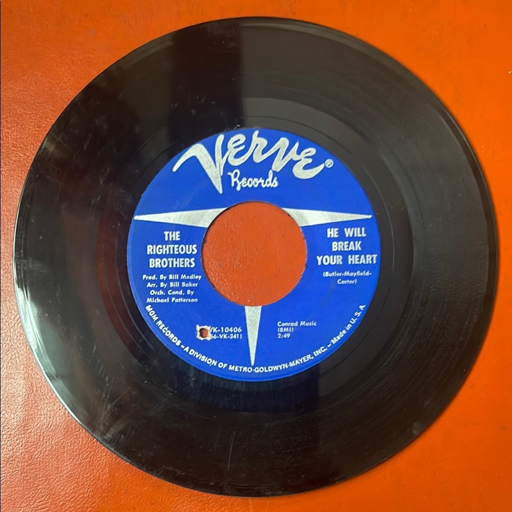 The Righteous Brothers Verve Records Vinyl 45 rpm Record